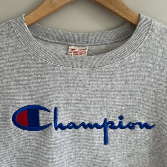 Vintage Champion Reverse Weave Warm Up Spell-Out Heathered Crewneck - Picture 4 of 9